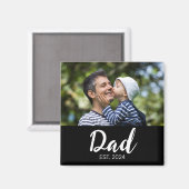Dad Established Photo Father's Day  Magnet (Vorderseite/Rückseite)