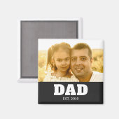 Dad Established Photo Father's Day Magnet (Vorderseite/Rückseite)