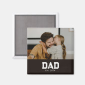 Dad Established Photo Father's Day Magnet (Vorderseite/Rückseite)