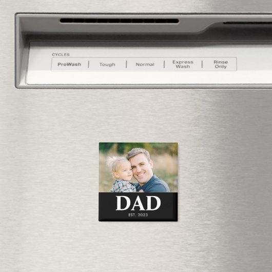 Dad Established Photo Fathers Day Magnet (In Situ (Geschirrspüler))