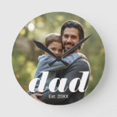 Dad Established Photo Father's Day Runde Wanduhr (Vorderseite)
