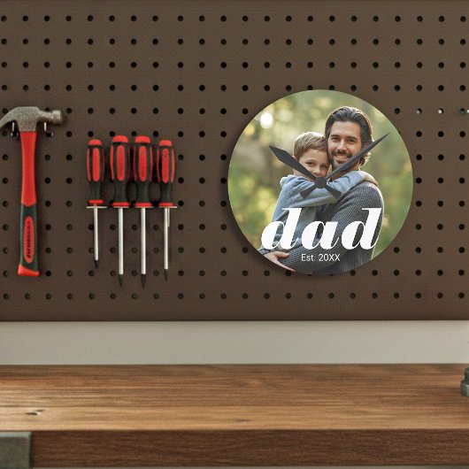 Dad Established Photo Father's Day Runde Wanduhr