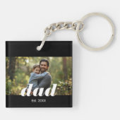 Dad Established Photo Father's Day Schlüsselanhänger (Rückseite)