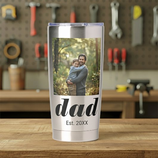 Dad Established Photo Father's Day Thermobecher