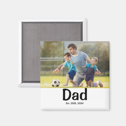 Dad Established Photo Gift Magnet (Vorderseite/Rückseite)