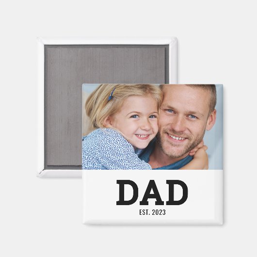 Dad Established Photo Gift Magnet (Vorderseite/Rückseite)