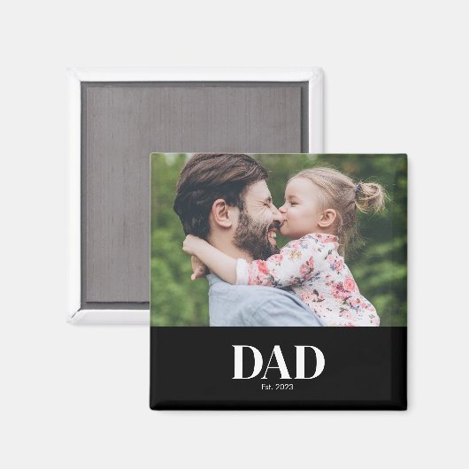 Dad Established Photo Gift Magnet (Vorderseite/Rückseite)