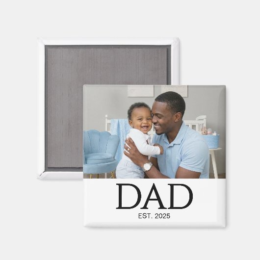 Dad Established Photo Gift Magnet (Vorderseite/Rückseite)