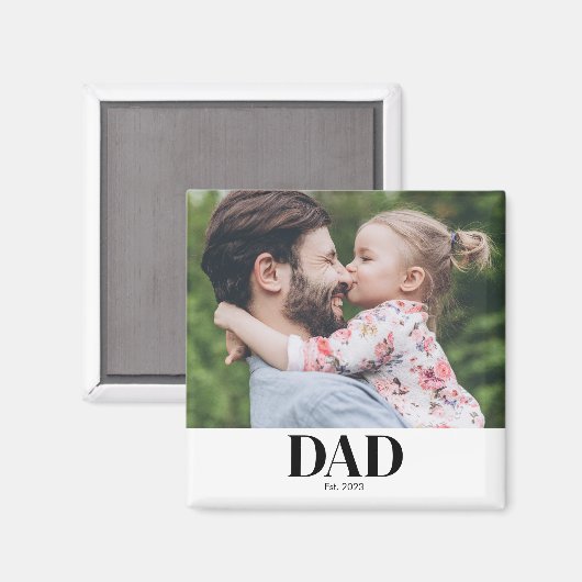  Dad Established Photo Gift Magnet (Vorderseite/Rückseite)