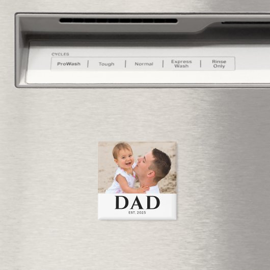 Dad Established Photo Gift Magnet (In Situ (Geschirrspüler))