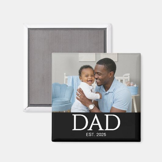 Dad Established Photo Gift Magnet (Vorderseite/Rückseite)