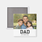 Dad Established Photo Modern Typography Gift Magnet (Vorderseite/Rückseite)