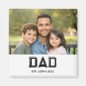 Dad Established Photo Modern Typography Gift Magnet (Vorne)
