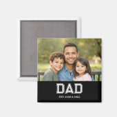 Dad Established Photo Modern Typography Gift Magnet (Vorderseite/Rückseite)