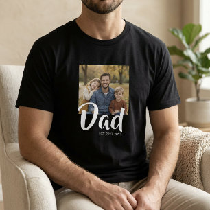 Dad Established Schrift Foto T-Shirt
