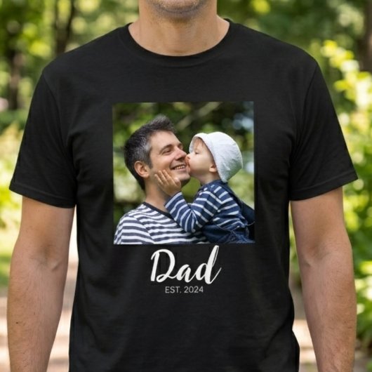 Dad Established Schrift Foto T-Shirt