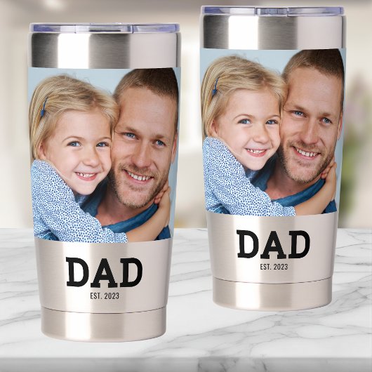 Dad Established Schrift Schwarz 2 Foto Thermobecher