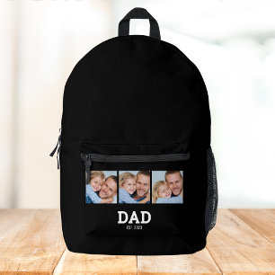 Dad Established Schrift Schwarz 3 Foto Bedruckter Rucksack