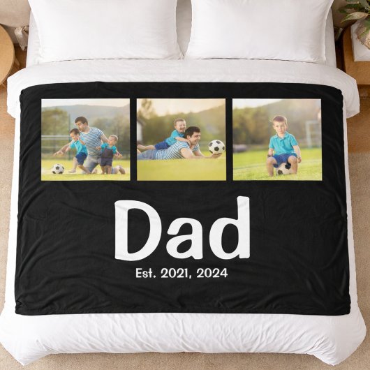 Dad Established Schrift Schwarz 3 Foto  Fleecedecke
