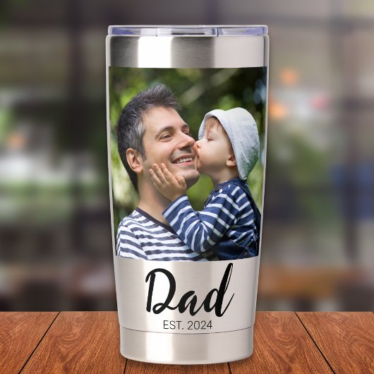 Dad Established Script Black 2 Photo Thermobecher