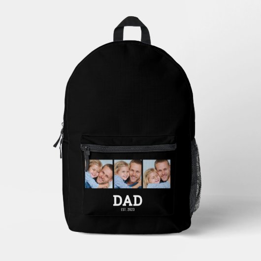 Dad Established Script Black 3 Photo Bedruckter Rucksack (Vorderseite)