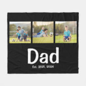 Dad Established Script Black 3 Photo  Fleecedecke (Vorderseite (Horizontal))