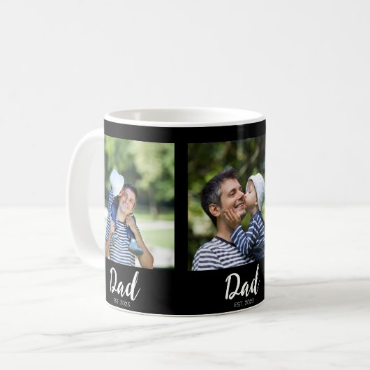 Dad Established Script Black 3 Photo Kaffeetasse (Vorderseite Links)