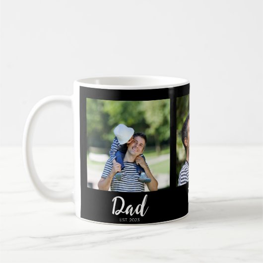 Dad Established Script Black 3 Photo Kaffeetasse (Links)