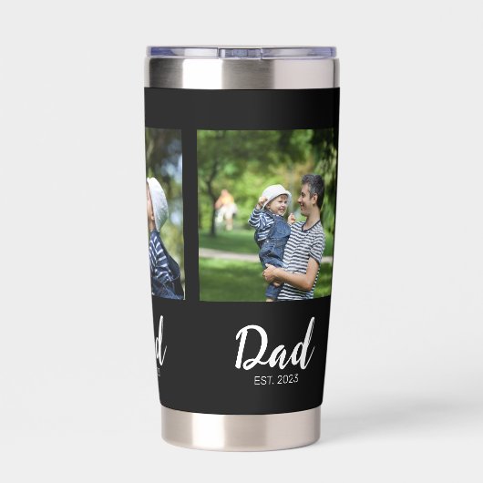 Dad Established Script Black 3 Photo Thermobecher (Rückseite)