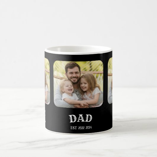 Dad Established Script Photo Kaffeetasse (Mittel)