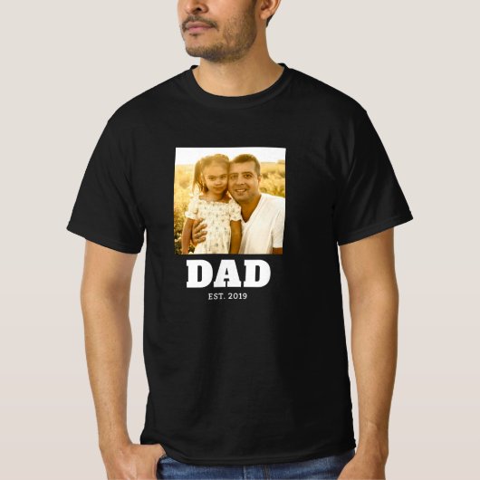 Dad Established Script Photo T-Shirt (Vorderseite)