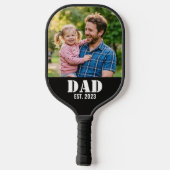 Dad Established Simple Black Typography Pickleball Schläger (Rückseite)