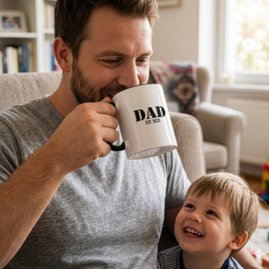 Dad Established Simple Bold Black Font Tasse