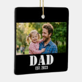 Dad Established Simple Bold White Text and Photo Keramikornament (Rechts)