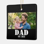 Dad Established Simple Bold White Text and Photo Keramikornament (Links)