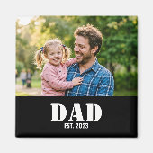 Dad Established Simple Bold White Text and Photo Magnet (Vorne)