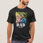 Dad Established Simple Bold White Text and Photo T-Shirt (Vorderseite)