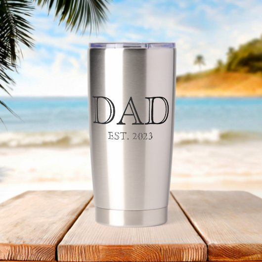 Dad Established Simple Modern Father Thermobecher (Strand (gedreht))
