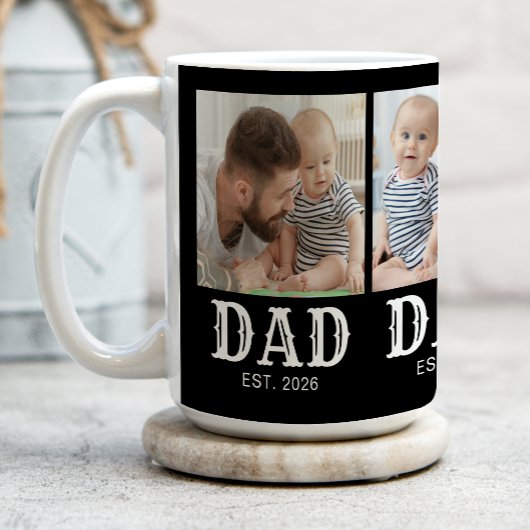 Dad Established Typography Black 3 Foto Kaffeetasse