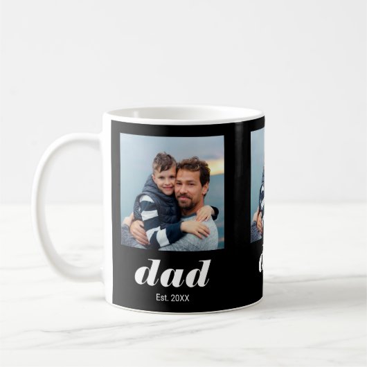 Dad Established Typography Black 3 Foto Kaffeetasse (Links)