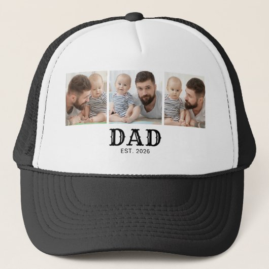 Dad Established Typography Black 3 Foto Truckerkappe (Vorderseite)
