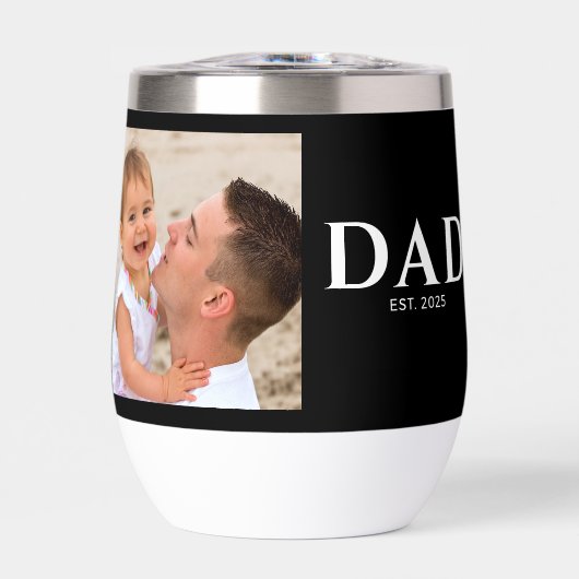 Dad Established Typography Black Photo (Vorderseite)