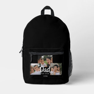 Dad Established weißes Skript 3 Foto Bedruckter Rucksack