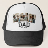 Dad Established Year 3 Photo Bold Black White Hat Truckerkappe (Vorderseite)