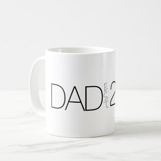 Dad Established Year Modern Script Design Kaffeetasse (Vorderseite Links)