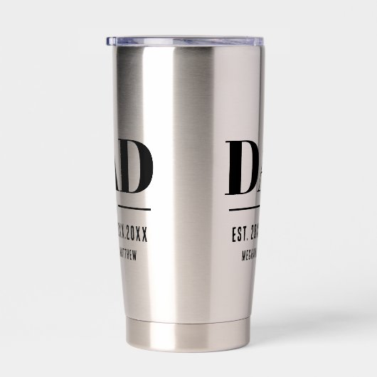 Dad Established Year Names Number Bold Font Thermobecher (Rechts)