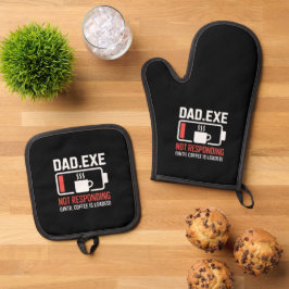 Dad.exe Kaffee Geladen Keine Antwort Technik Ofenhandschuh & Topflappen-Set