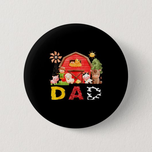 Dad Farm Cow Birthday Boy Matching Family Matching Button (Vorderseite)