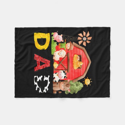 Dad Farm Cow Birthday Boy Matching Family Matching Fleecedecke (Vorderseite (Horizontal))