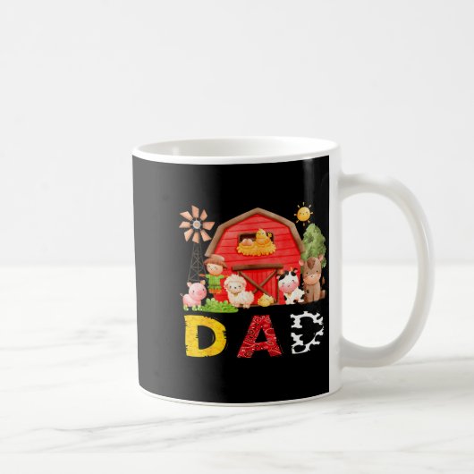 Dad Farm Cow Birthday Boy Matching Family Matching Kaffeetasse (Rechts)